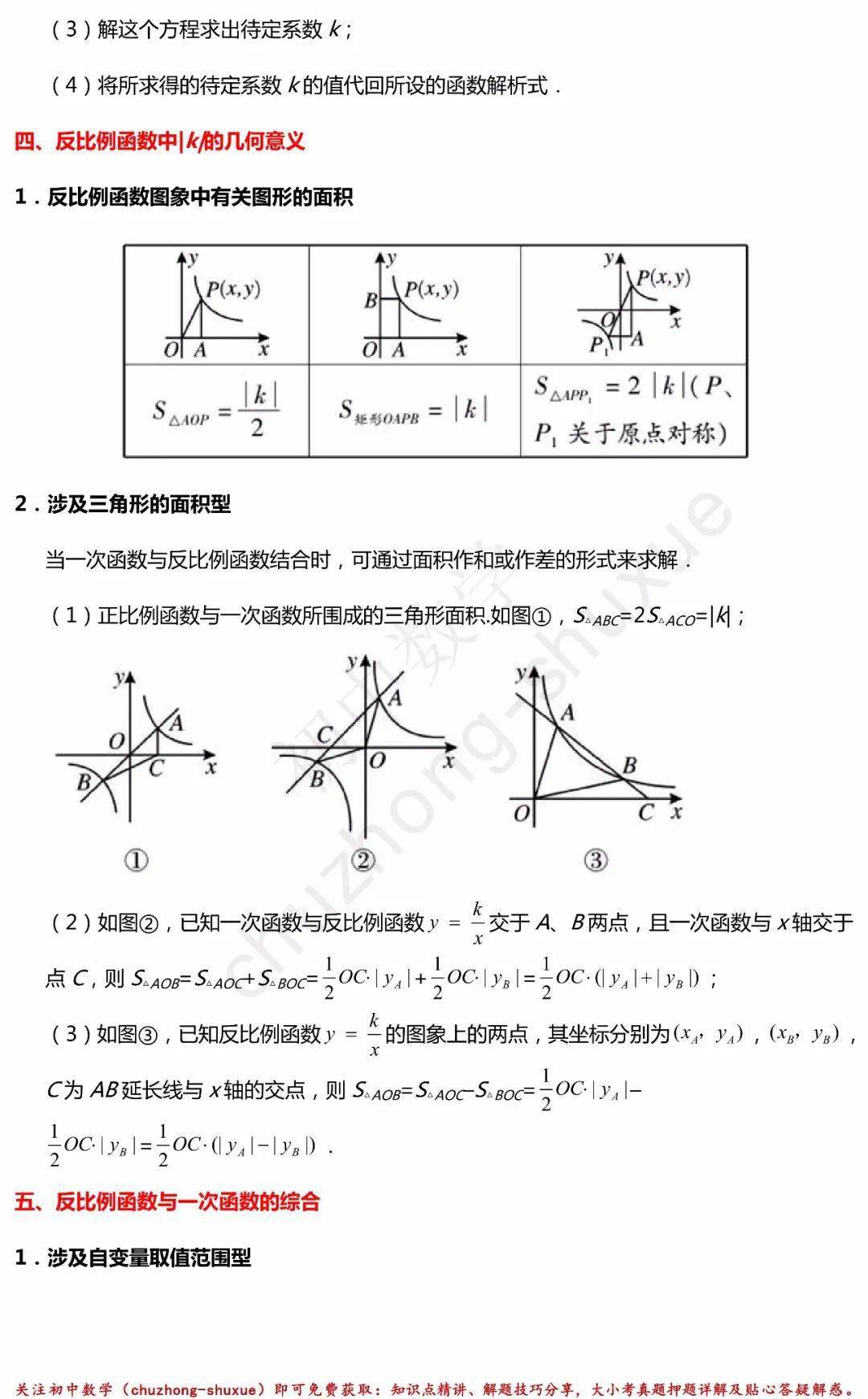 初中数学 反比例函数 中考冲刺知识梳理 真题练习 超全整理 留小留网址导航